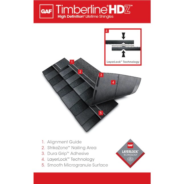 GAF Timberline HDZ 33.33-sq ft Charcoal Laminated Architectural Roof Shingles