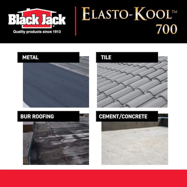 BLACK JACK Elasto-Kool 700 Revestimiento de techo elastomérico reflectante blanco de 4.75 galones (7 años de garantía limitada)