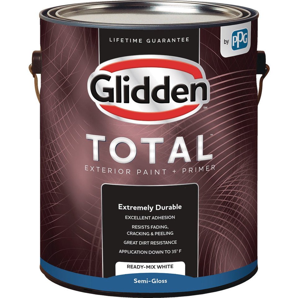 Glidden Total Exterior Paint + Primer Semi-Gloss Ready Mix White 1 Gallon