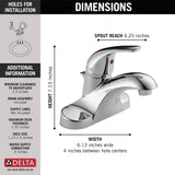 Delta Foundations - Juego de 2 grifos para lavabo de baño de arco medio WaterSense con desagüe, cromo, 1 manija, 4 pulgadas