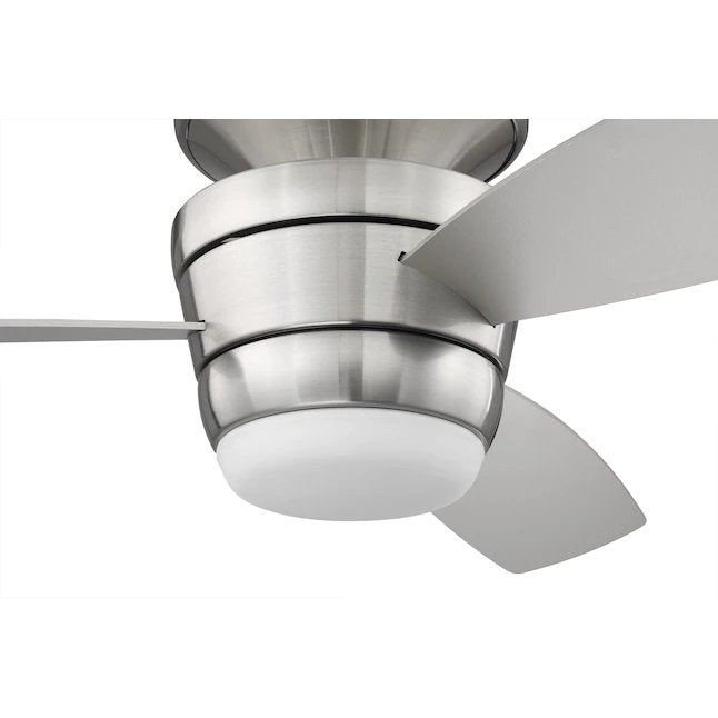 Harbor Breeze  Mazon 44-in Brushed Nickel LED Indoor Flush Mount Ceiling Fan with Light Remote (3-Blade)