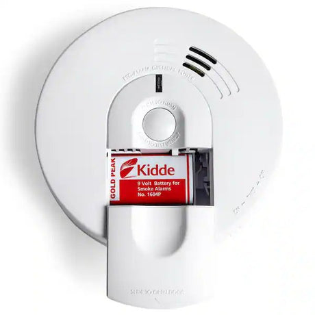 Detector de humo Kidde Firex, cableado con respaldo de batería de 9 V y puerta de batería de carga frontal, alarma de humo (paquete de 4)