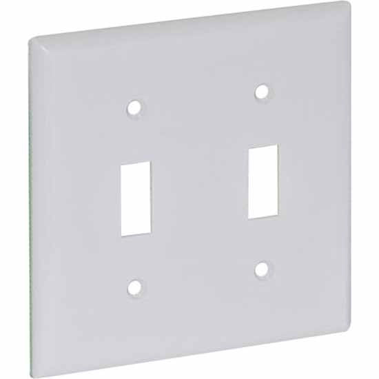 Two Gang Toggle Wall Switch Wall Plate – (Standard, White)