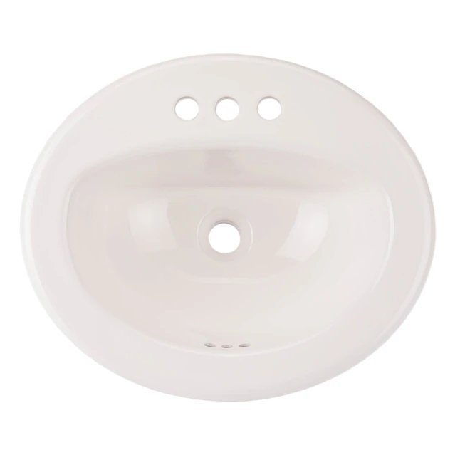 AquaSource White Drop-In Oval Traditional Bathroom Sink (19-in x 8-in)