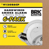 BRK First Alert Festverdrahteter 120-V-Rauchmelder mit Batterie-Backup – 6er-Pack