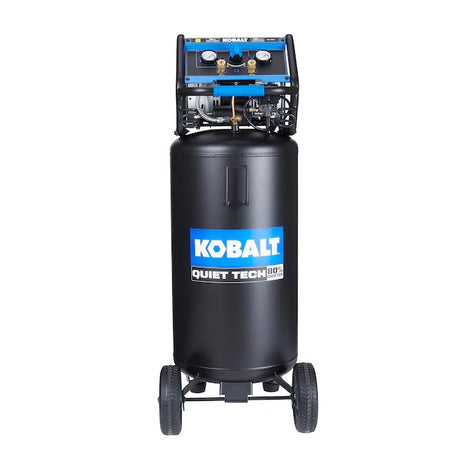 Compresor de aire vertical eléctrico con cable portátil de una sola etapa Kobalt Quiet Tech de 26 galones