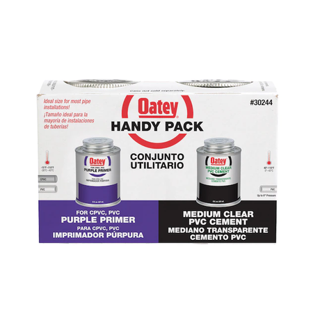 Oatey Handy Pack 8 fl oz violetter und transparenter PVC-Zement und Grundierung