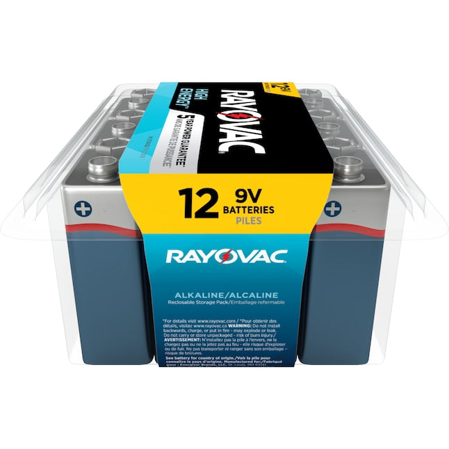 Rayovac High Energy Alkaline 9-Volt Batteries (12-Pack)