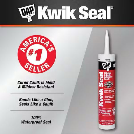 Dap 18032 Kwik Seal Kitchen & Bath Adhesive Caulk, 10.1 oz - White