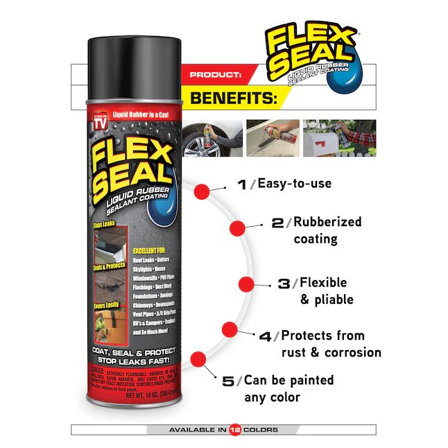 Flex Seal  14-fl oz Black Aerosol Spray Waterproof Rubberized Coating
