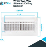 EZ-FLO Registro de techo/pared lateral de acero con ventilación bidireccional de 10 x 4 pulgadas, apertura de conducto de acero