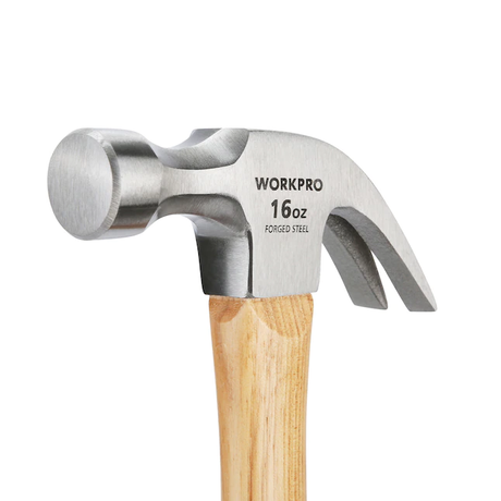 WORKPRO 16-Unzen-Holzklauenhammer mit glattem Schlagkopf und Stahlkopf