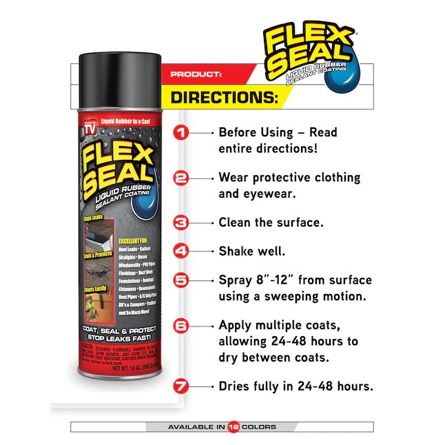 Flex Seal 14 fl oz schwarzes Aerosolspray mit wasserfester, gummierter Beschichtung